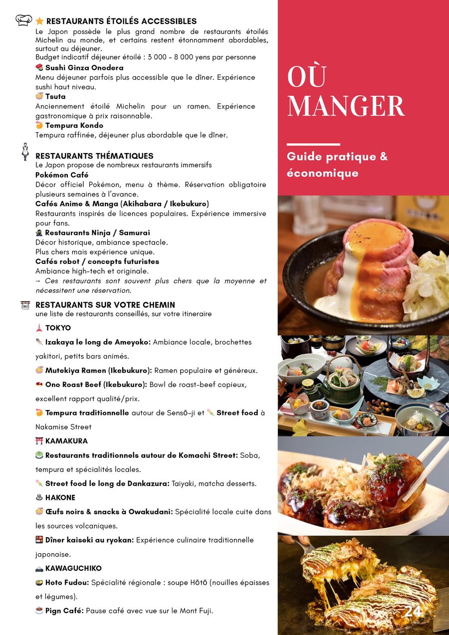 Page recommandations restaurants du guide